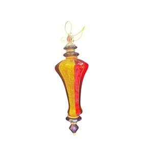 Vintage Elegant Red and‎ Gold Glass Christmas Ornament Holiday Decoration